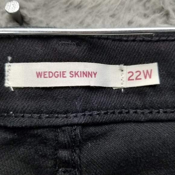 Levis Jeans Womens 22W Wedgie Skinny Black Stretch Button Fly High Rise - Picture 5 of 16